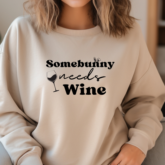Hoodie / Pulli " somebunny needs wine"